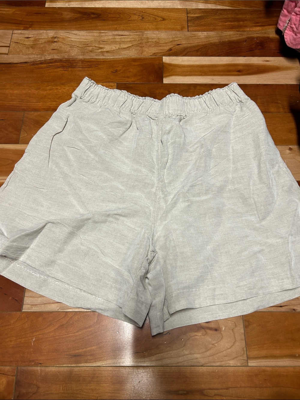 H&M Light Beige Linen-Blend Elastic Waist Shorts